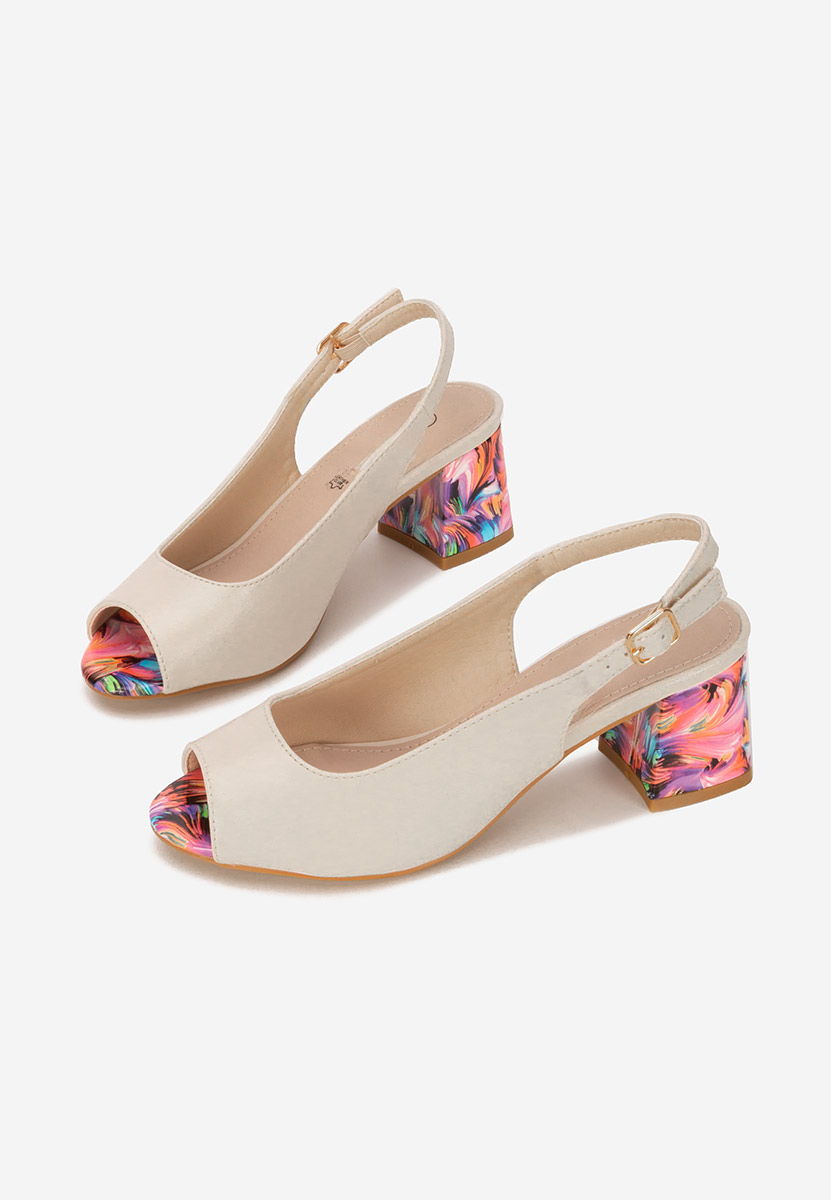 Sandales à talon épais beige Trivaya