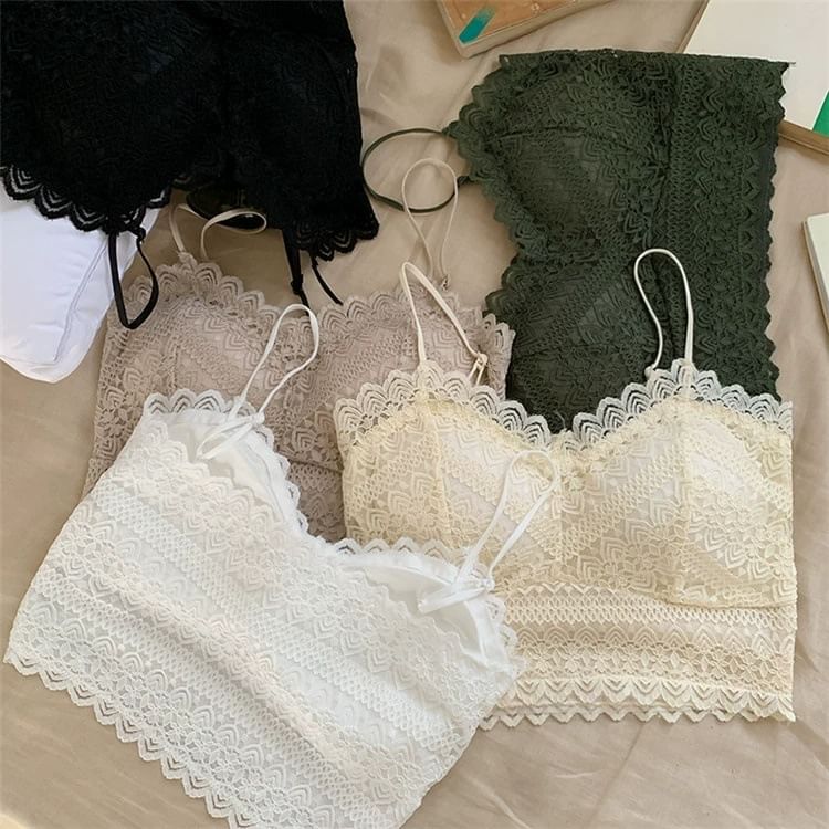 DIYI - V-hals kanten gewatteerde cropped camisole