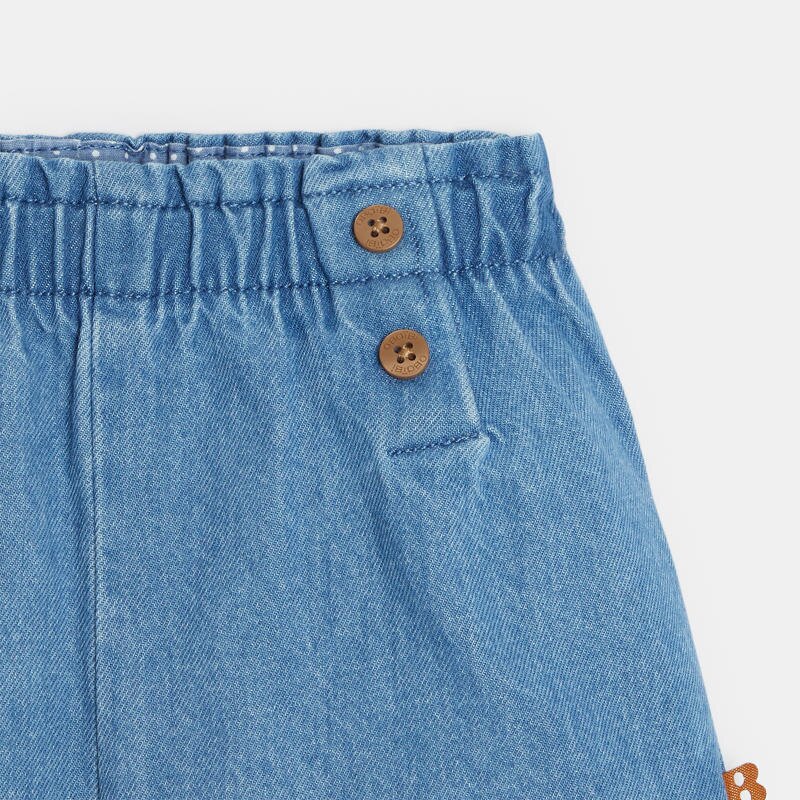 Short chambray effet pont bleu bébé fille Bleu