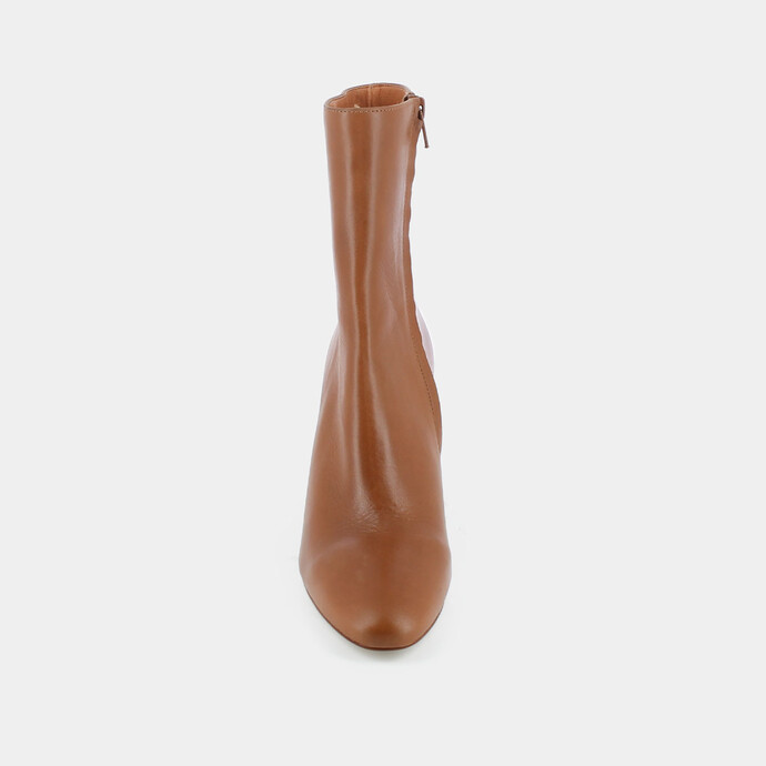 Bottines à talons  en cuir cognac