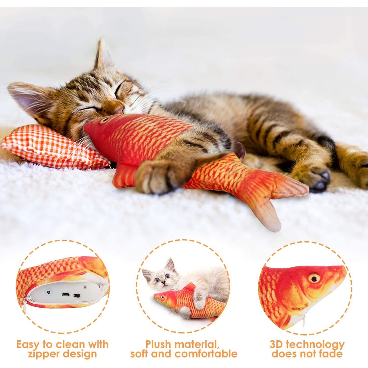 Interaktivt katteleke Splashing Fish Orange