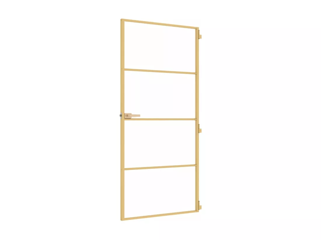 Porte intérieure mince doré 93x201,5 cm verre trempé aluminium