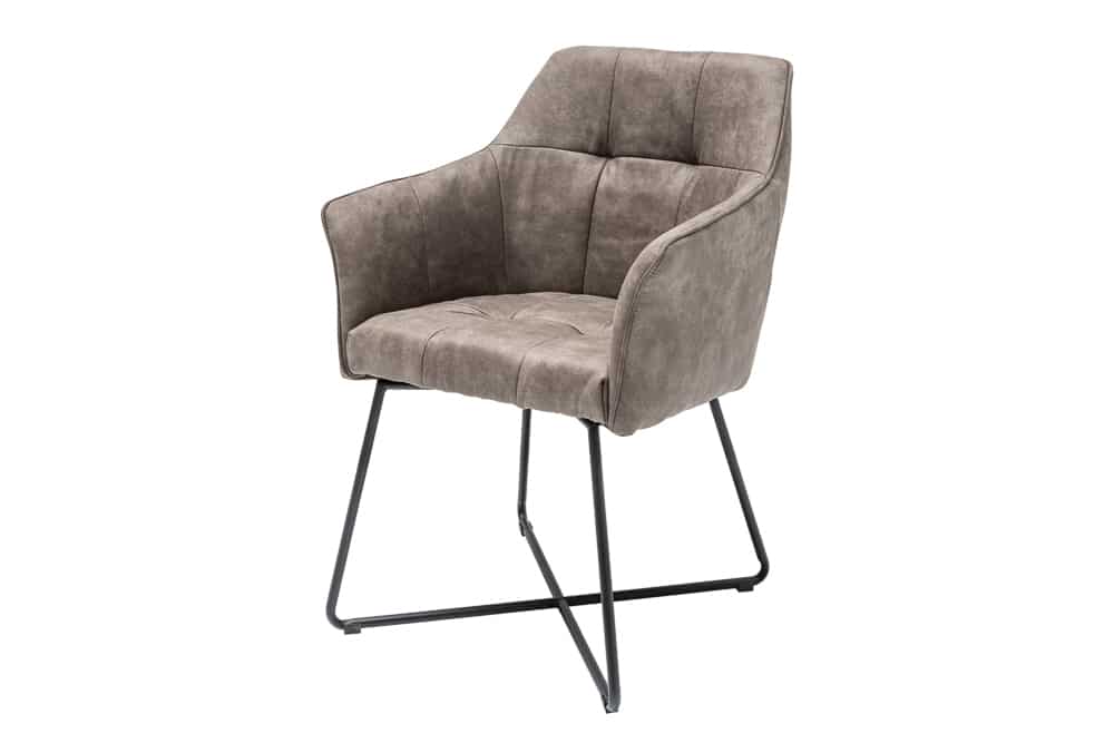 Exklusiver Design Stuhl LOFT Microfaser vintage taupe mit Armlehne