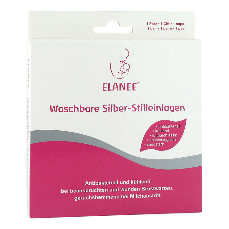 Elanee Stilleinlagen Silber waschbar, 2 St