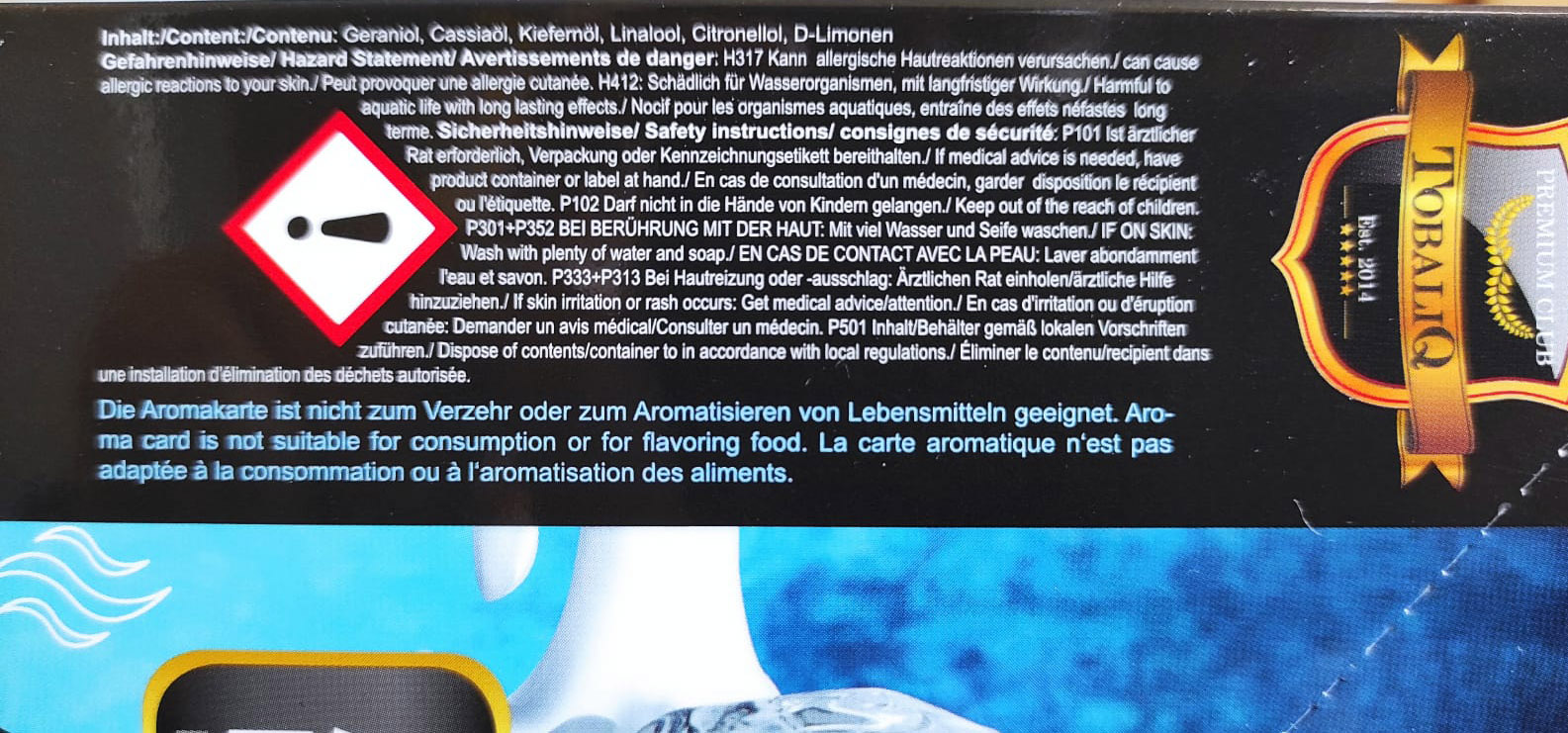 Aroma Karte Cool Ice für Zigaretten 25er Pack