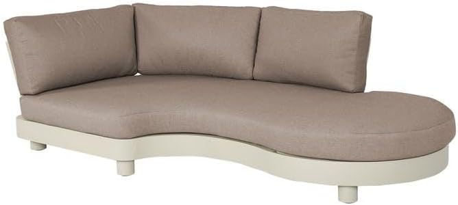 OUTLIV. Ecklounge Santa Barbara Aluminium Olefin wetterfest UV-beständig mit Glastisch 6 Personen Natural Taupe 276x180x72 cm