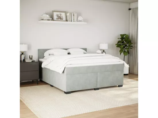 Sommier à lattes de lit et matelas Gris clair 180x200cm Velours