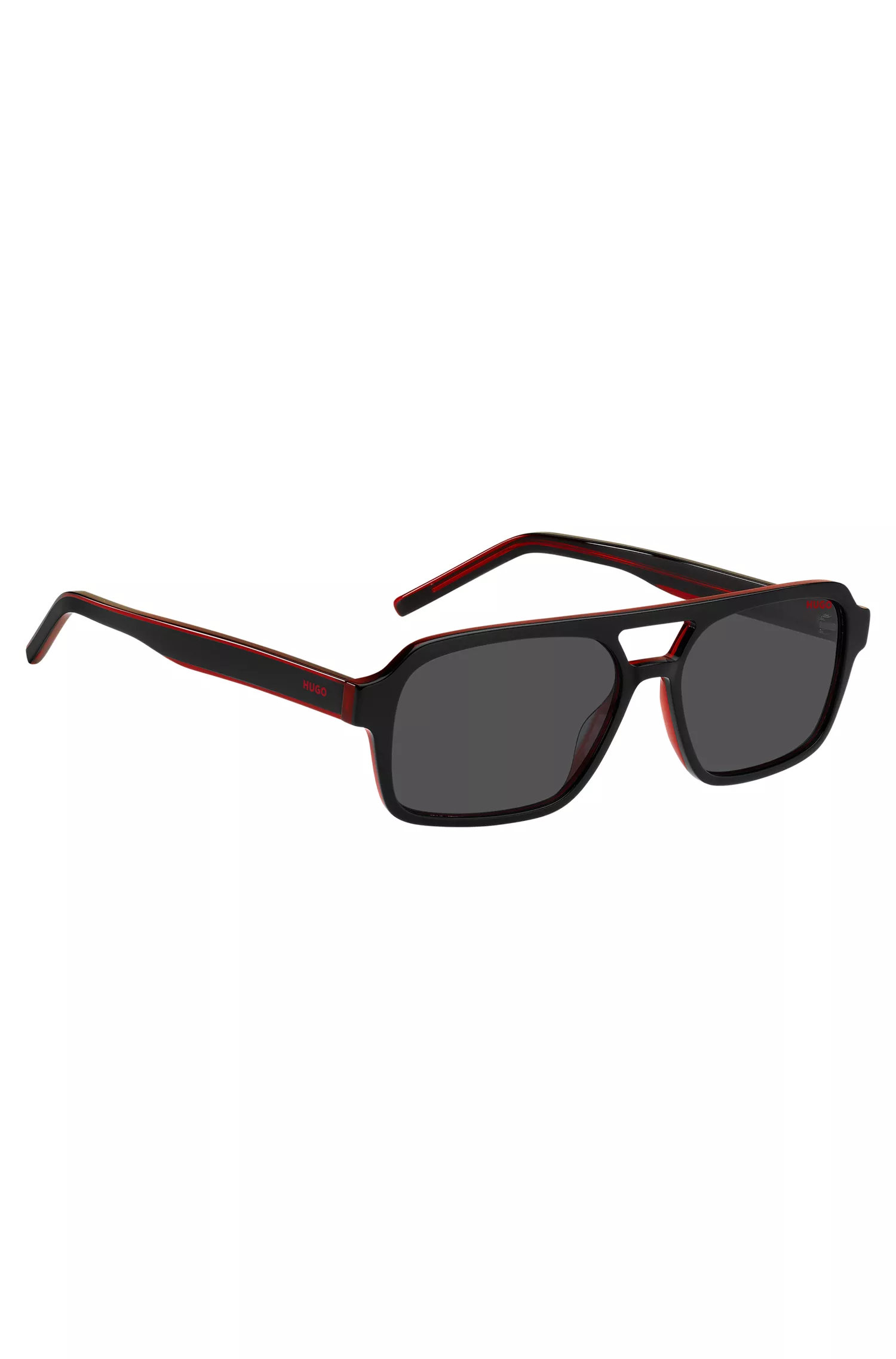 Óculos de sol HUGO Red-Two-tone em acetato preto e vermelho
