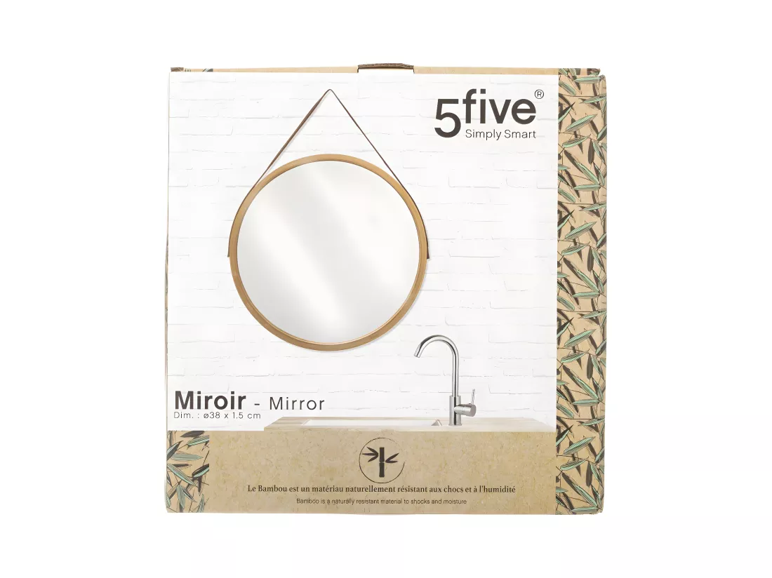 Miroir mural en Bambou D 38 cm