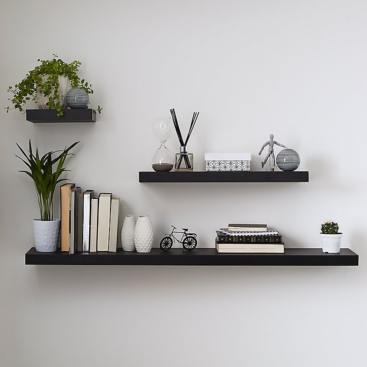 Tablette murale avec fixation invisible Form Cusko noir 80 cm