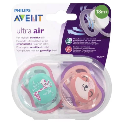 SCF349/10 Sucettes Ultra Air 18M+ mixte animaux Avent - Lot de 2