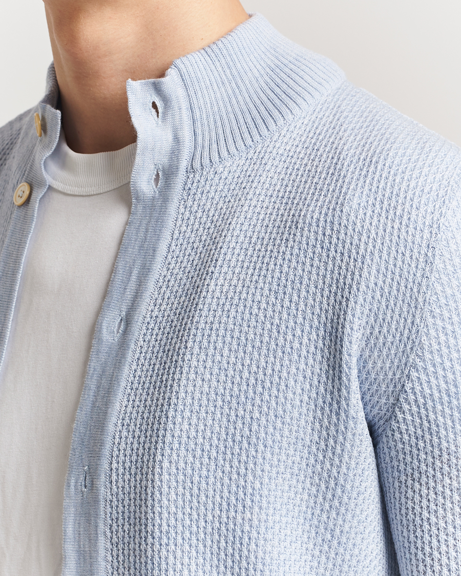 Stenströms Knitted Textured Merino Cardigan Light Blue