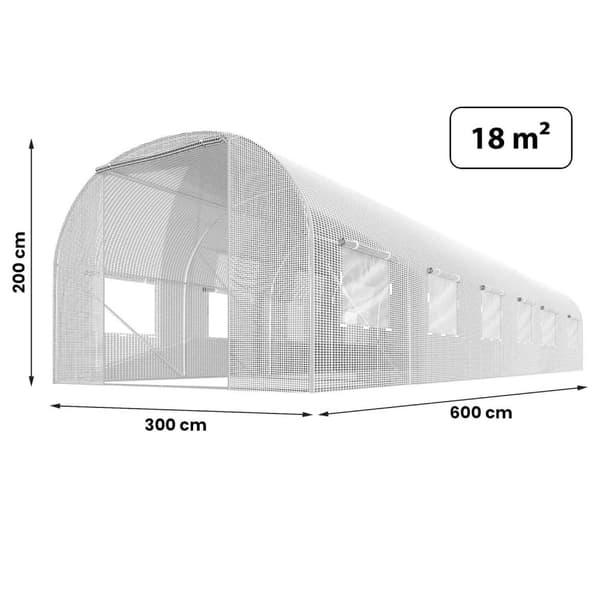 Drivhustunnel Folie 3x6m (18m²) Hvit fra Plonos