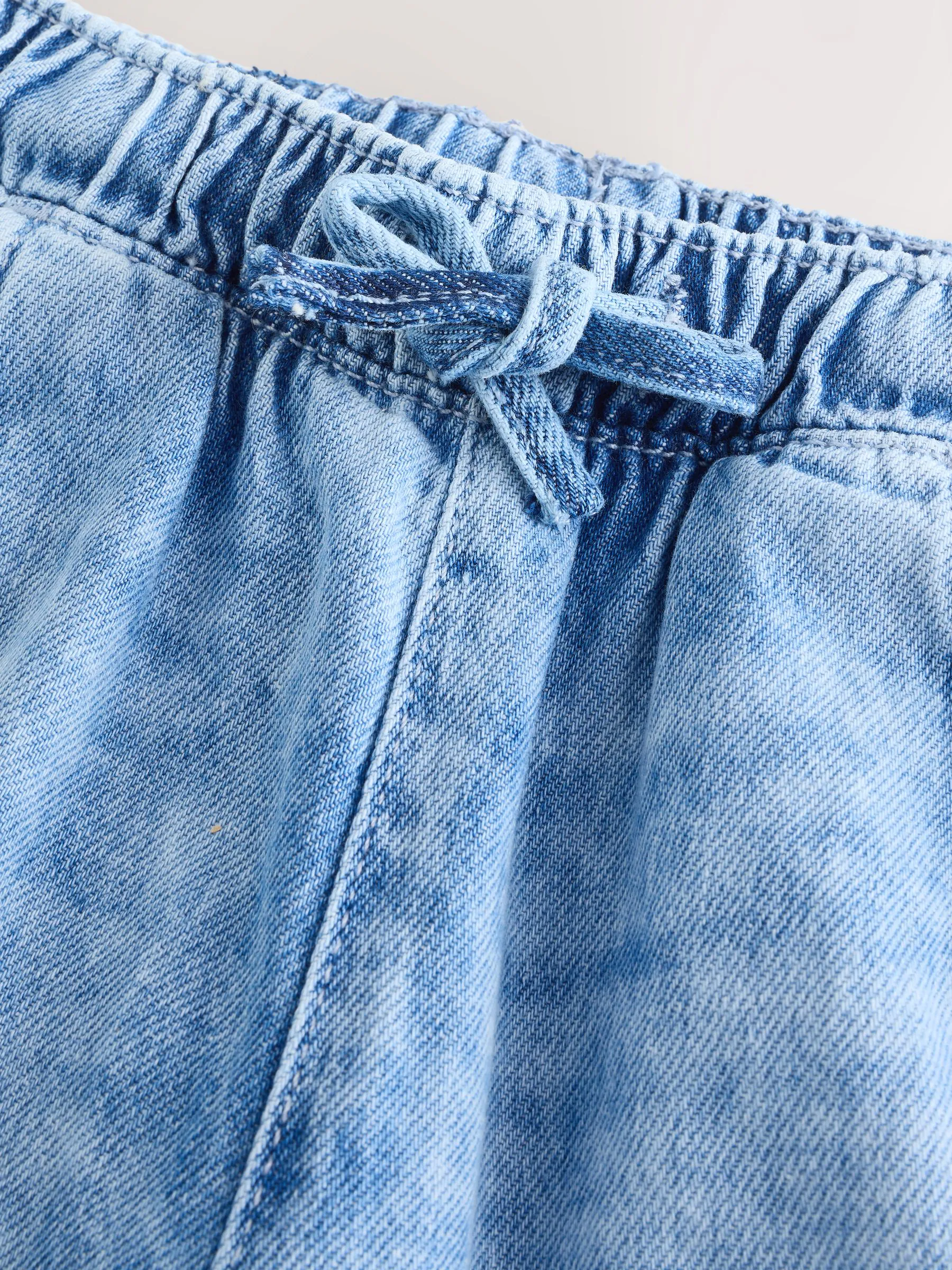 Middenblauw denim - 100% katoenen pull-on jeans met wijde pijpen (3-16jr)