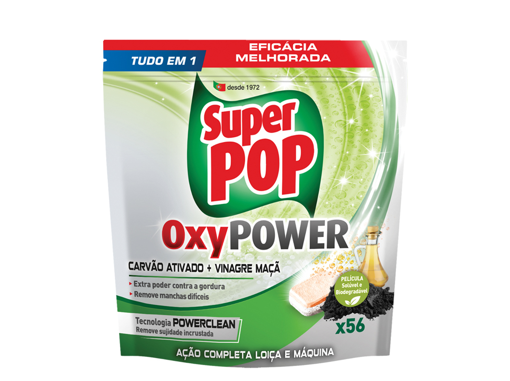DETERGENTE MÁQUINA DA LOIÇA OXYPLUS CARVÃO SUPER POP 56 DOSES
