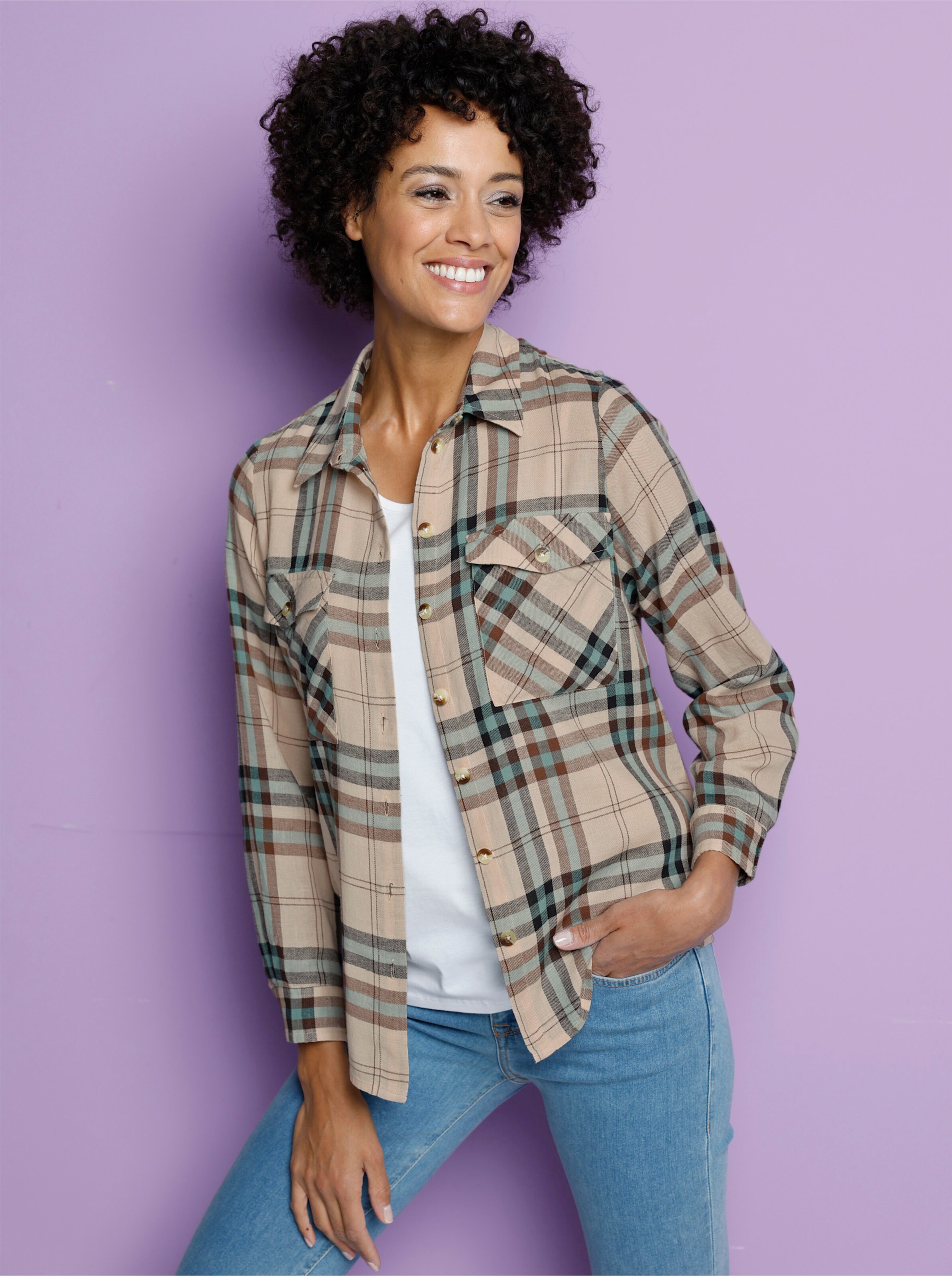 Flanellbluse im Karo-Muster
