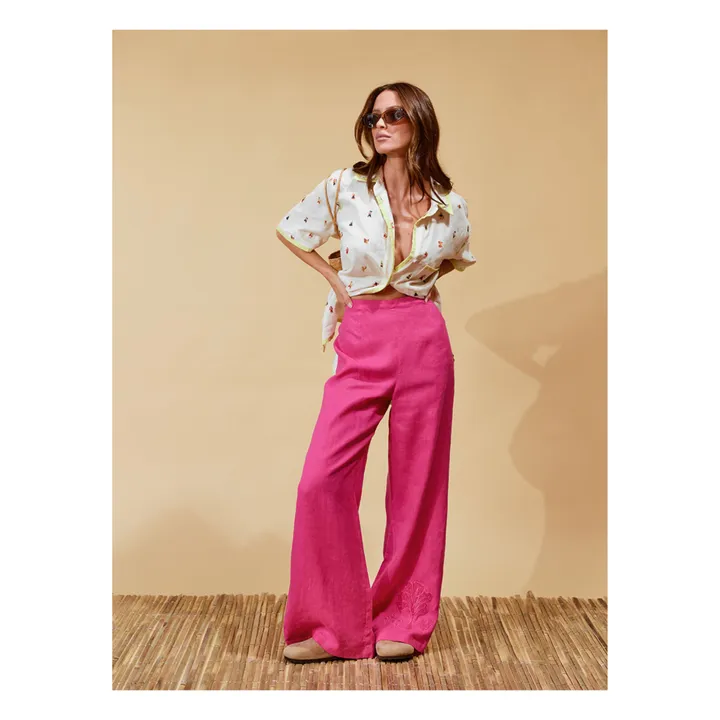 Soleil Soleil Pantalon Cameron Broderies Lin | Rose fuschia