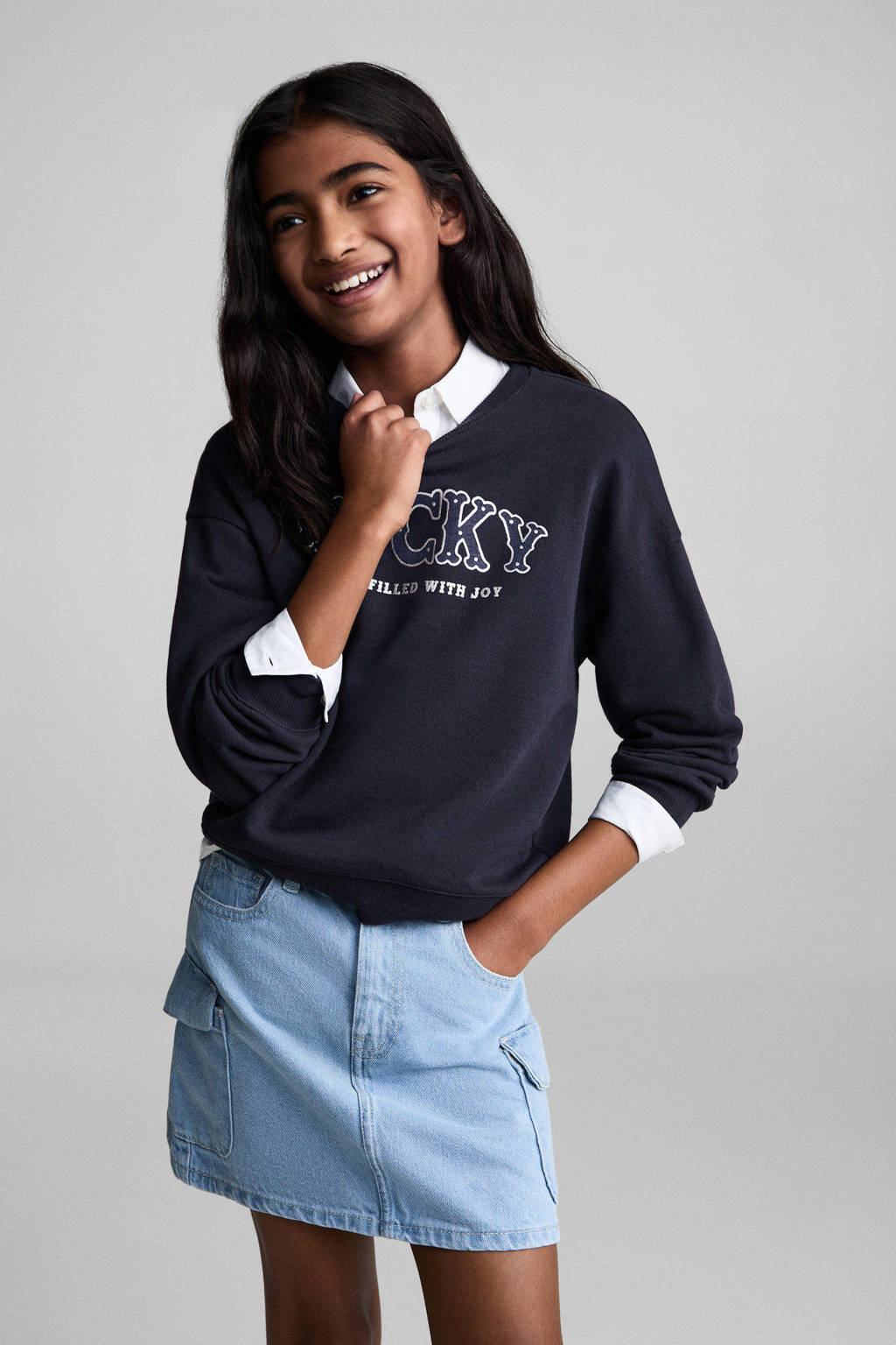 Mango Kids sweater donkerblauw