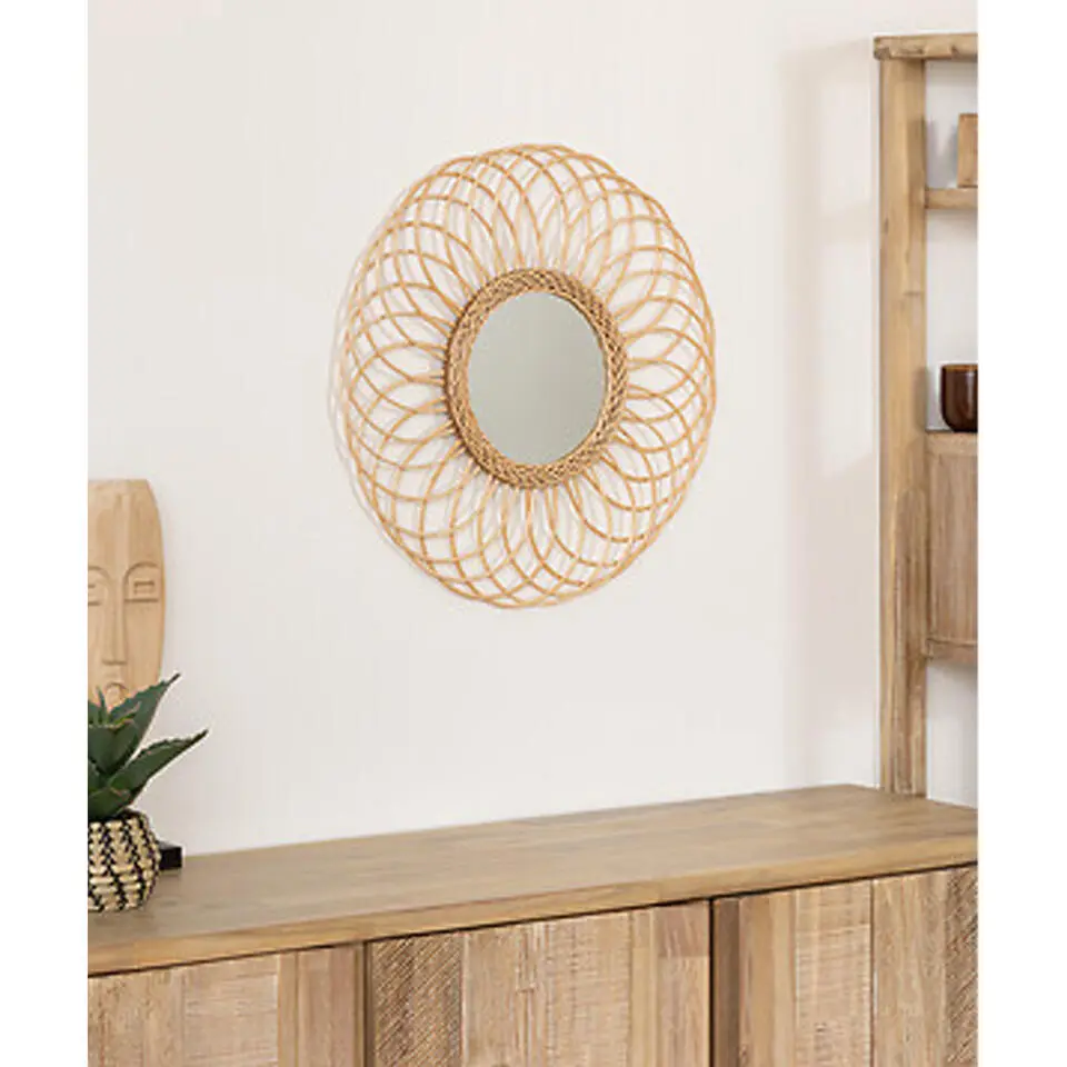 Rozet spiegel - Rotan - Beige