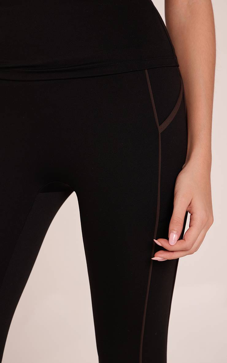 Noir Legging De Sport À Coutures Contrastées Avec Poche Avant Et Languette Plt
