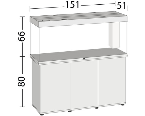 JUWEL Rio 450 SBX aquariumcombinatie met ledverlichting, verwarming, filter en grijze kast