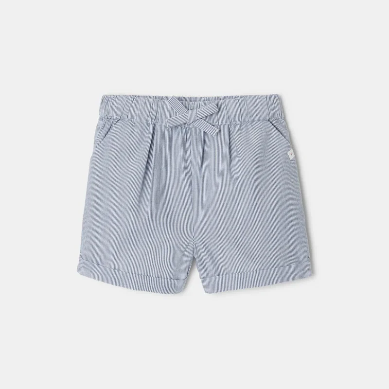 Short rayé en coton bio bleu mixte Absorba Bleu