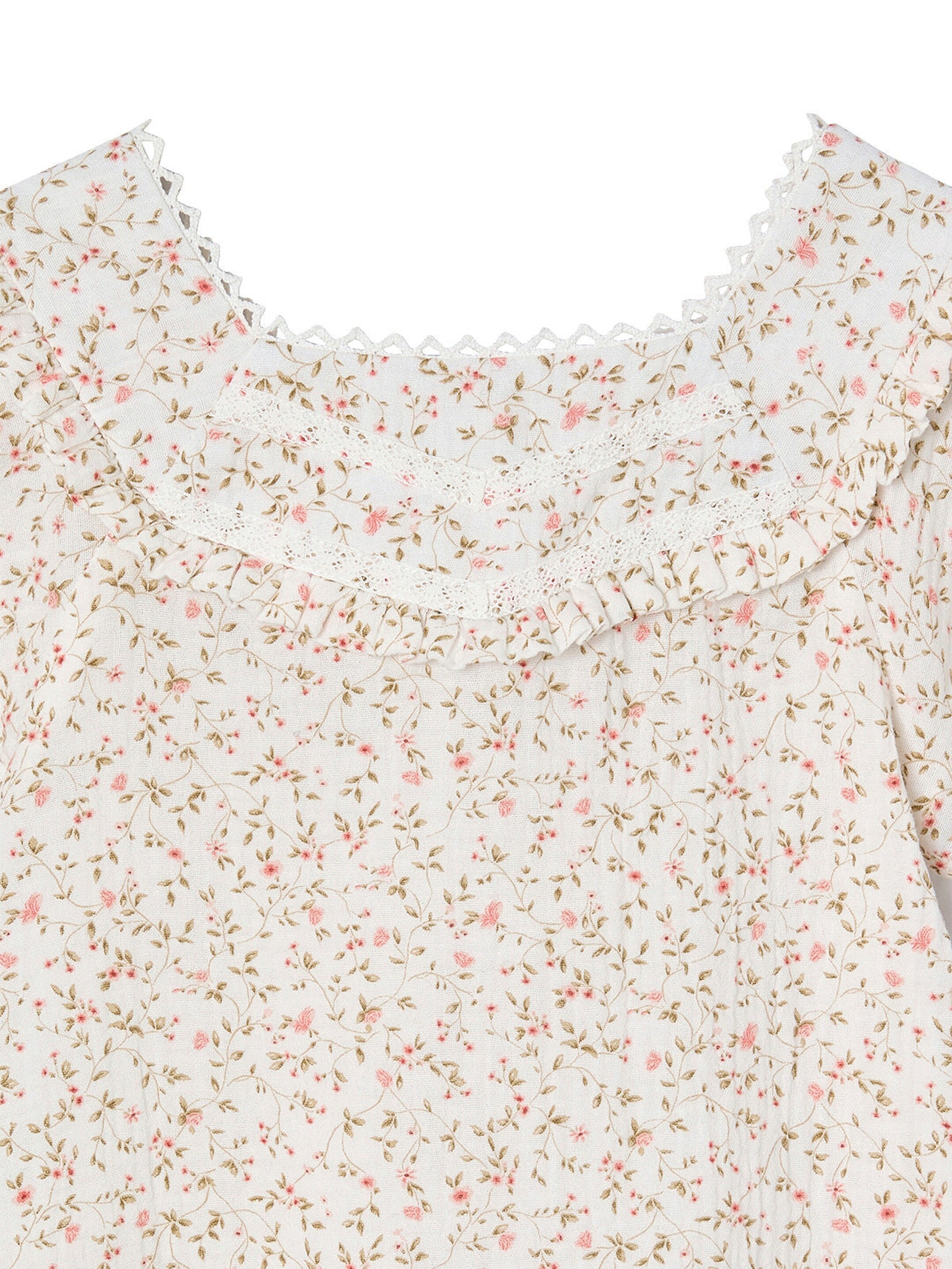 Vertbaudet Festliche Mädchen Bluse aus geblümtem Musselin rosa bedruckt
