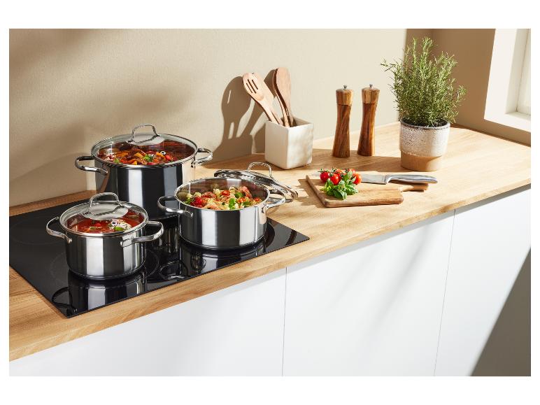 Set van 3 RVS kookpannen