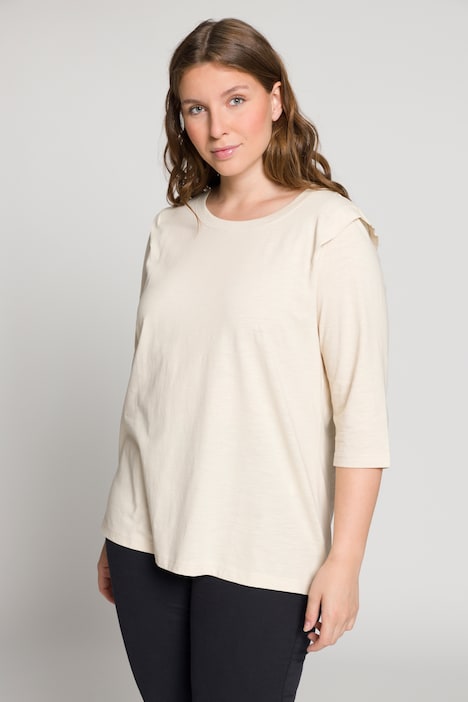 Shirt, Flammjersey, Rundhals, 3/4-Arm, Biobaumwolle