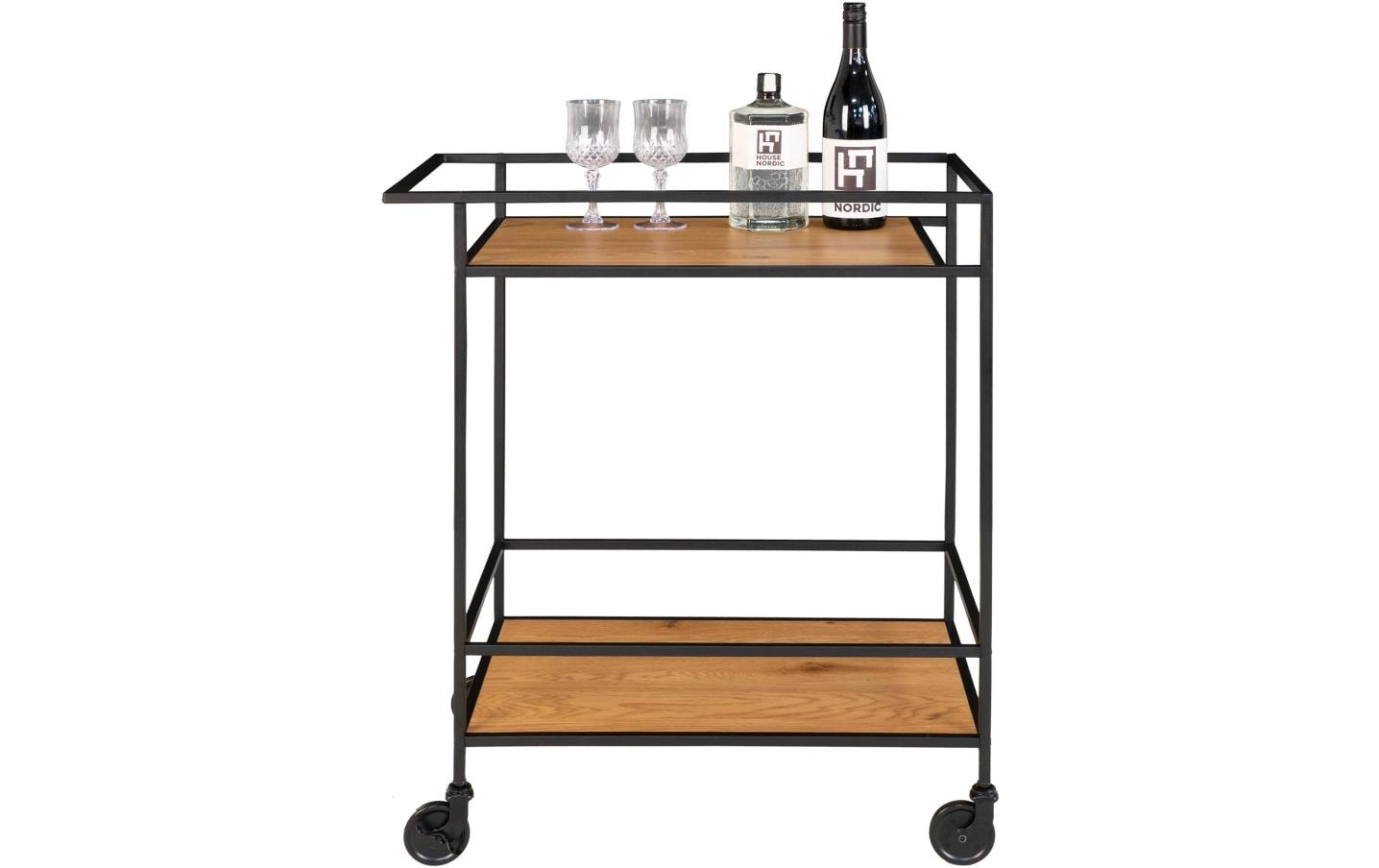 Bartrolley Vita 79 x 68 cm, Nature/Schwarz<br>Servierwagen mit zwei Ablagen