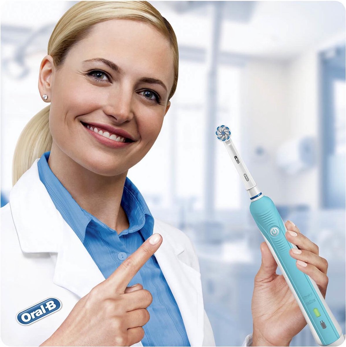 Oral-B Pro 500 3D Cross Action Roterende-oscillerende tandenborstel, Turkoois, Wit