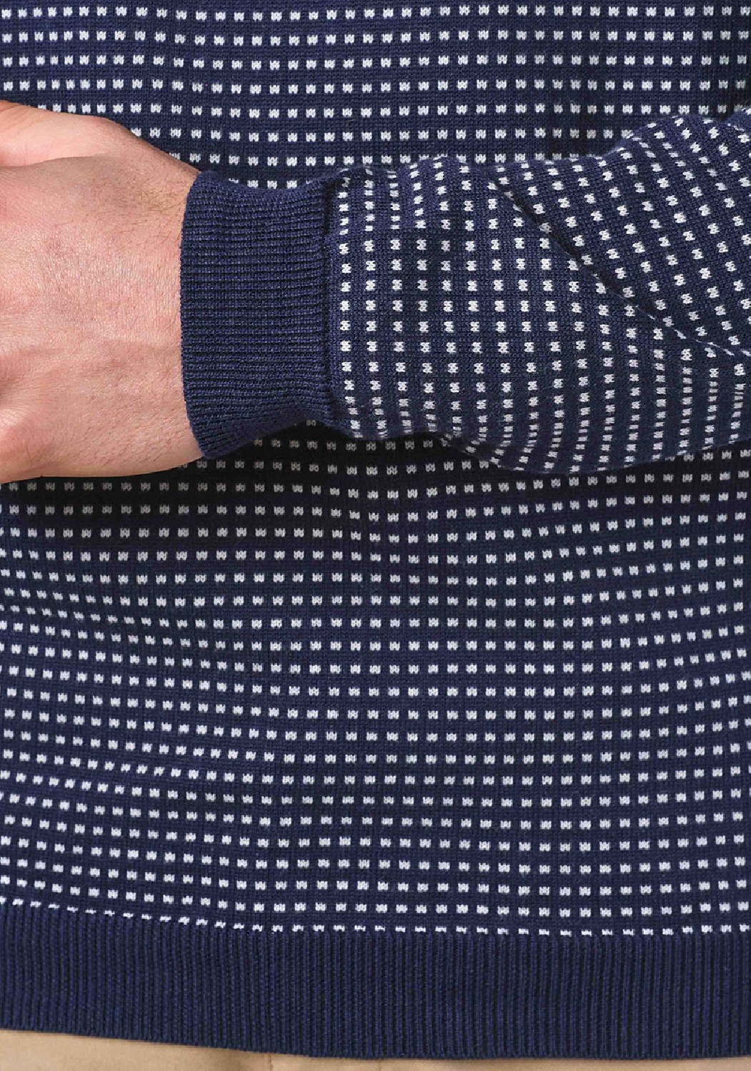 Klitmøller Collective Strickpullover Otto Navy/Cream Melange Dots