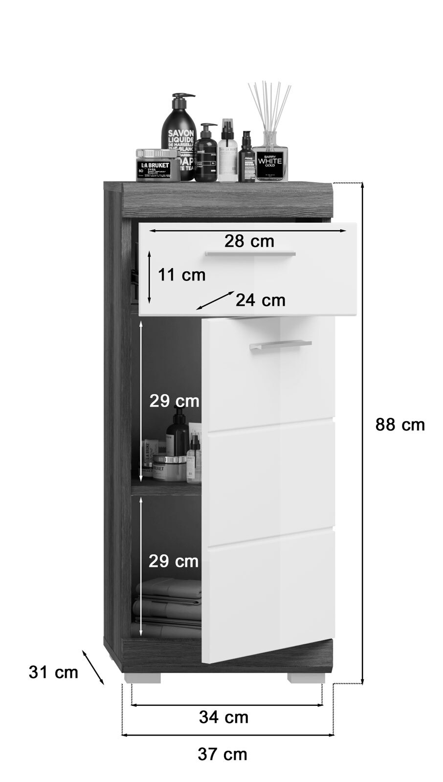 Unterschrank Scout 37x88x31cm
