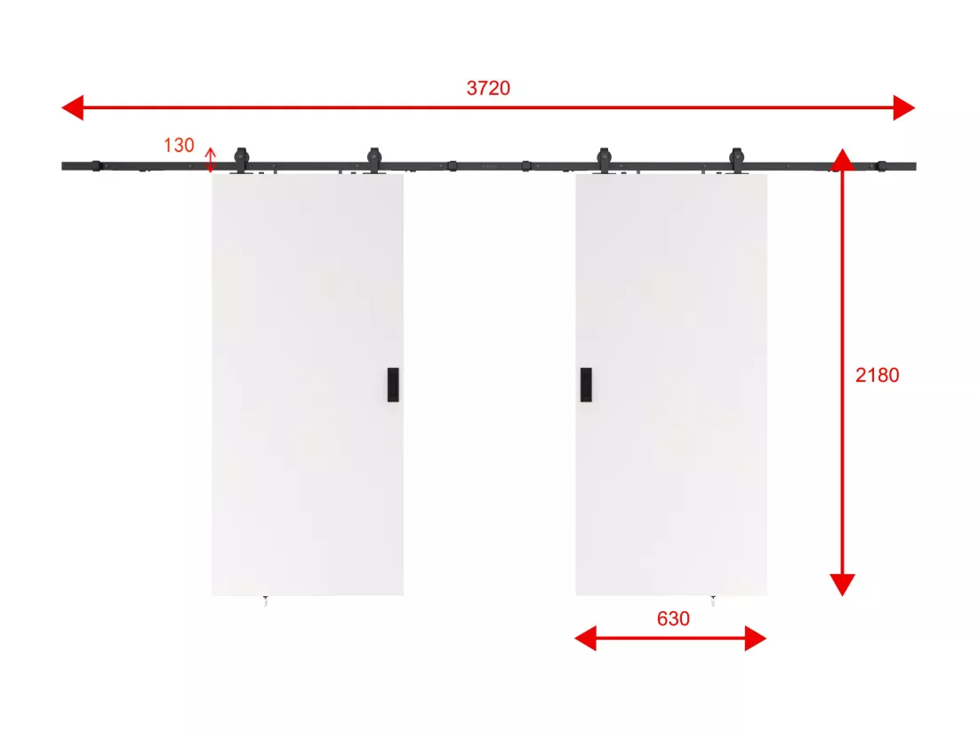 Porte coulissante double avec système en applique - MDF + PVC Blanc - 2 x H205 x L63 cm - VARIN II