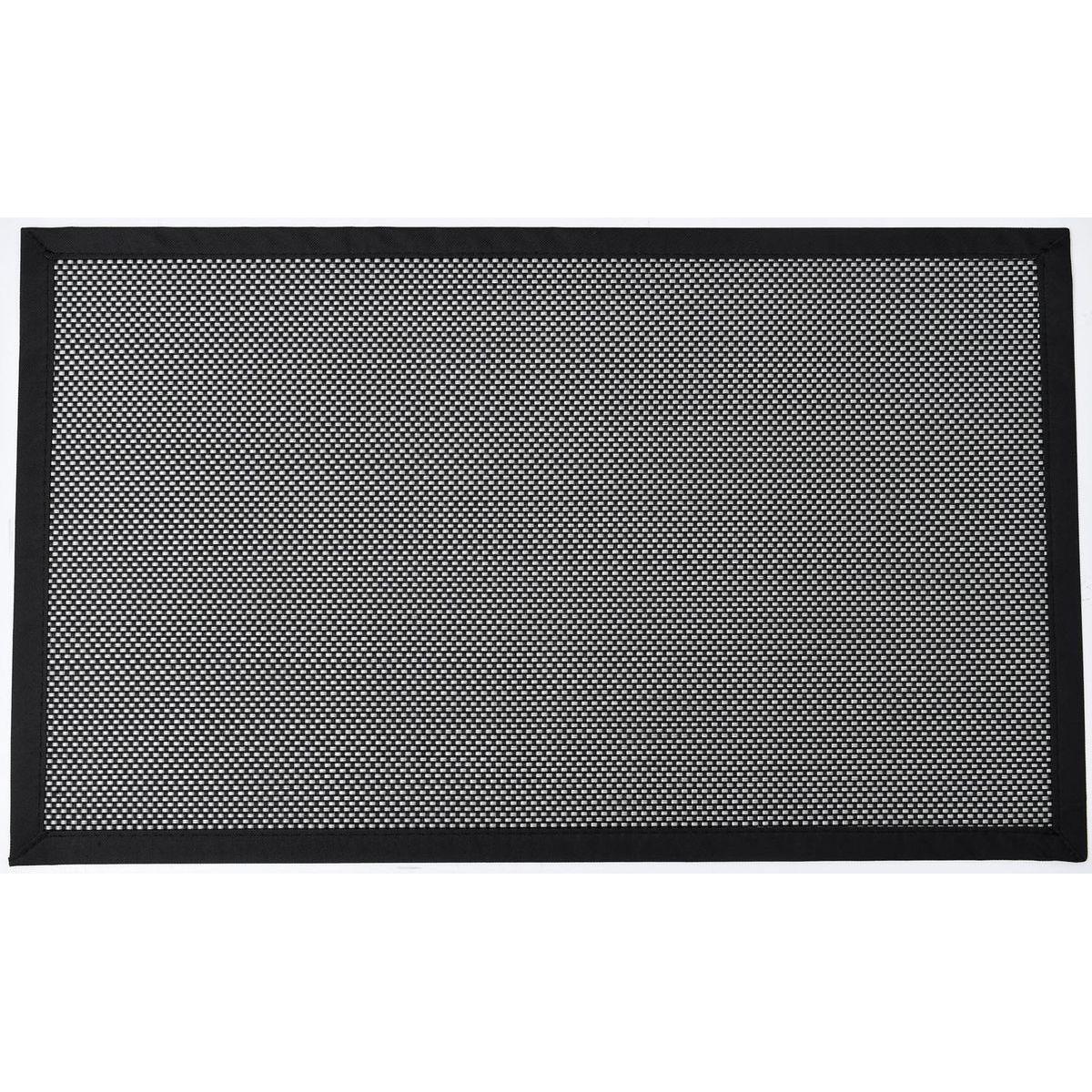 TAPIS JOHN 50X80CM VINYLE TISSE BICOLORE NOIR ARGENT