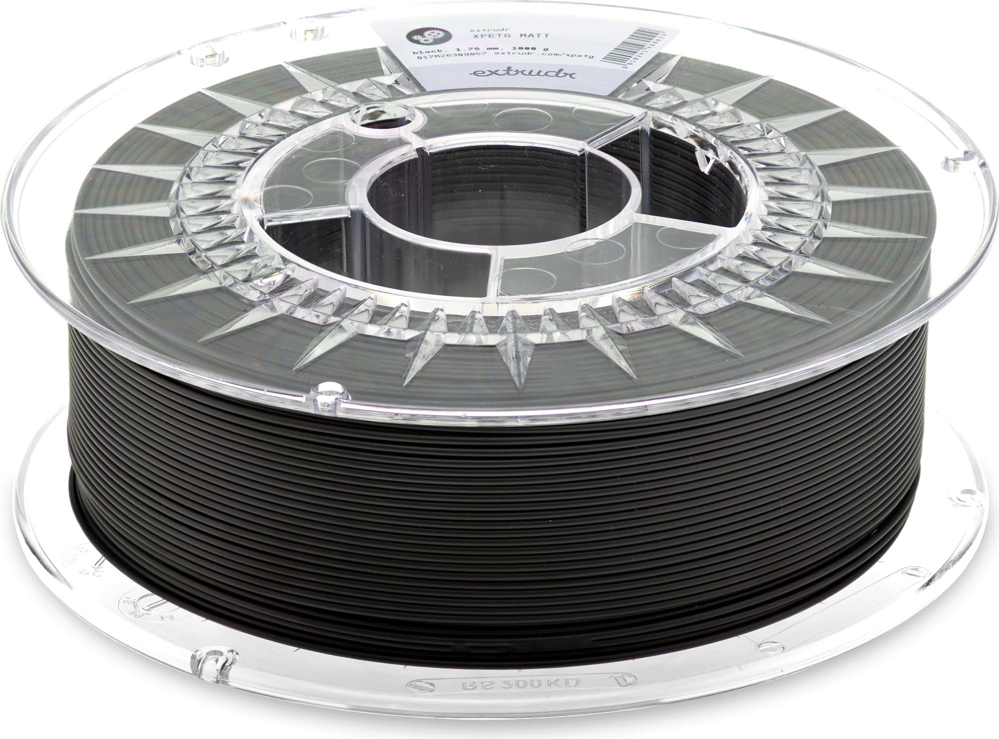 Extrudr  XPETG Matt Schwarz, 1,75 mm / 1000 g    Recyclebares Filament mit mechanischen Eigenschaften und hoher chemischer Resistenz