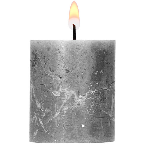 Blokker Rustieke Cilinderkaars - 10x10 cm - Licht Grijs