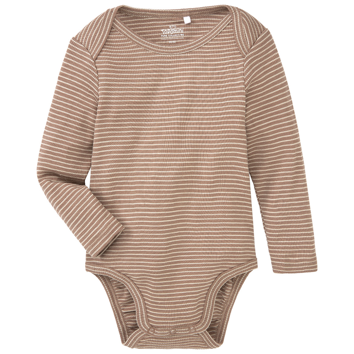 Topomini Pure Collection Baby Wolle-Seide Body mit langen Ärmeln braun / beige