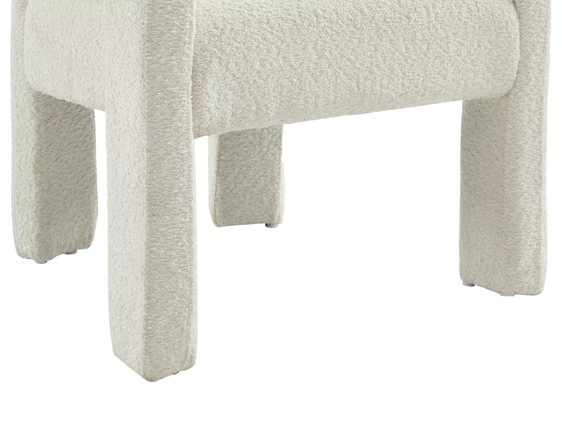 Chaise avec accoudoirs en tissu bouclette et métal - Blanc - SOFANA de Pascal MORABITO