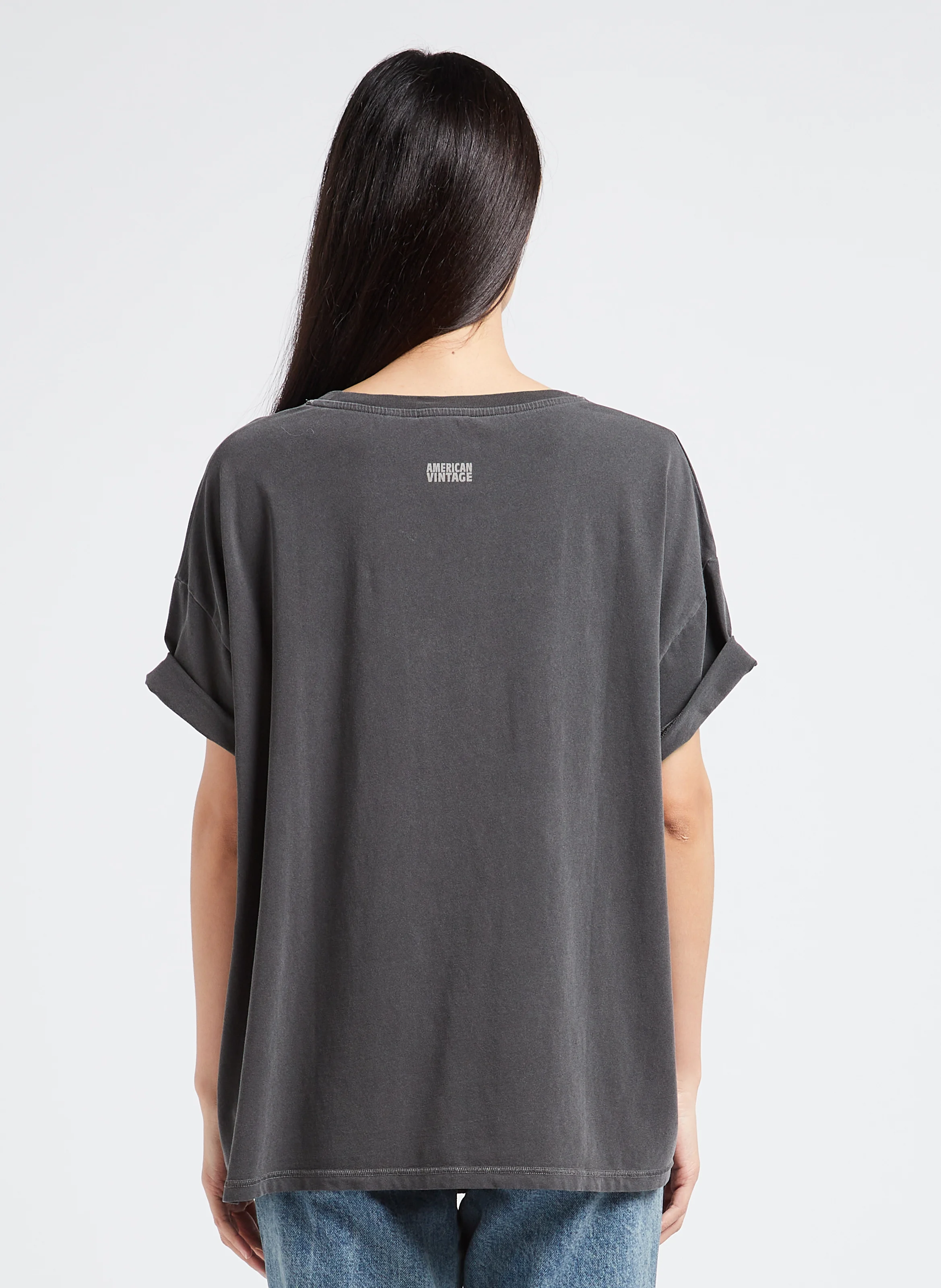 PYMAZ - Tee-shirt oversize col rond en coton mélangé | Gris