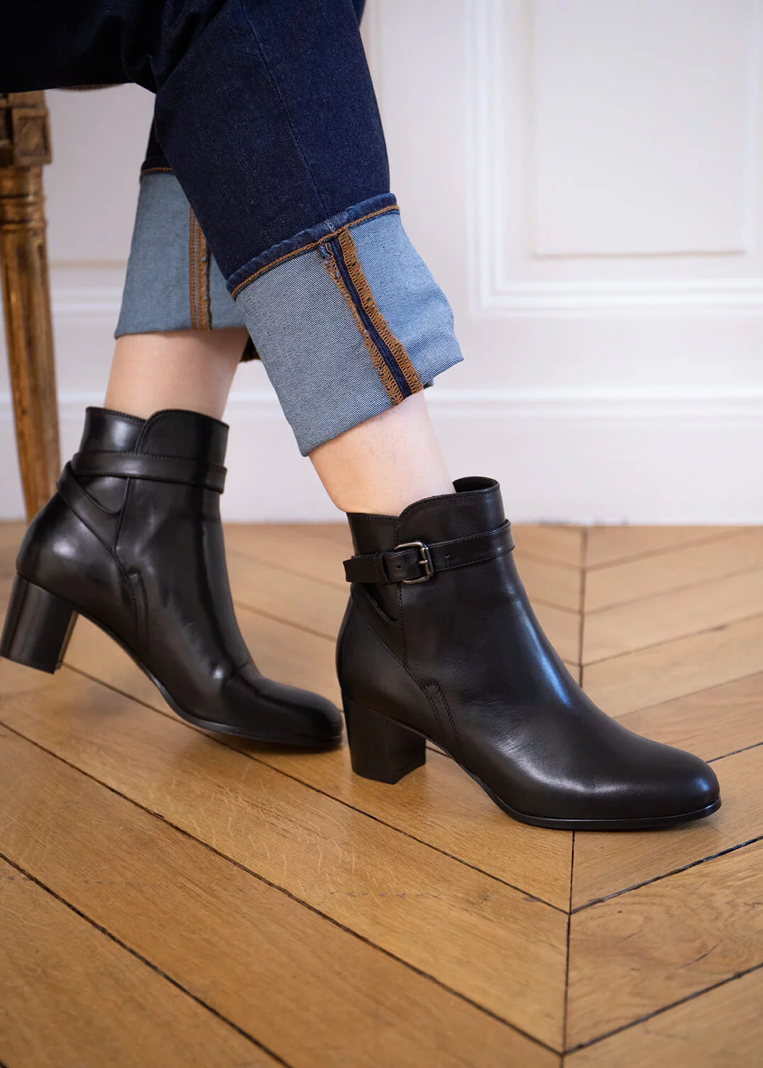 BOOTS CARDINET CUIR NOIR