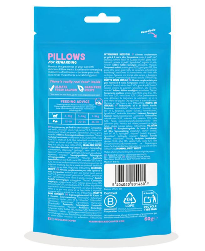 Edgard & Cooper Pillow - Kattensnack - 60 Gram - zalm