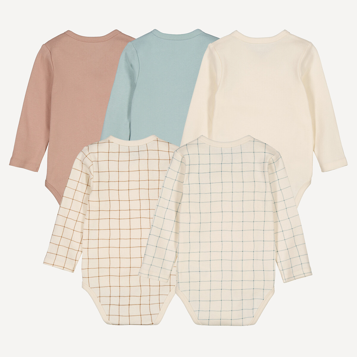 COLEÇÃO LA REDOUTE<br>Conjunto de 5 bodies de manga comprida para bebês