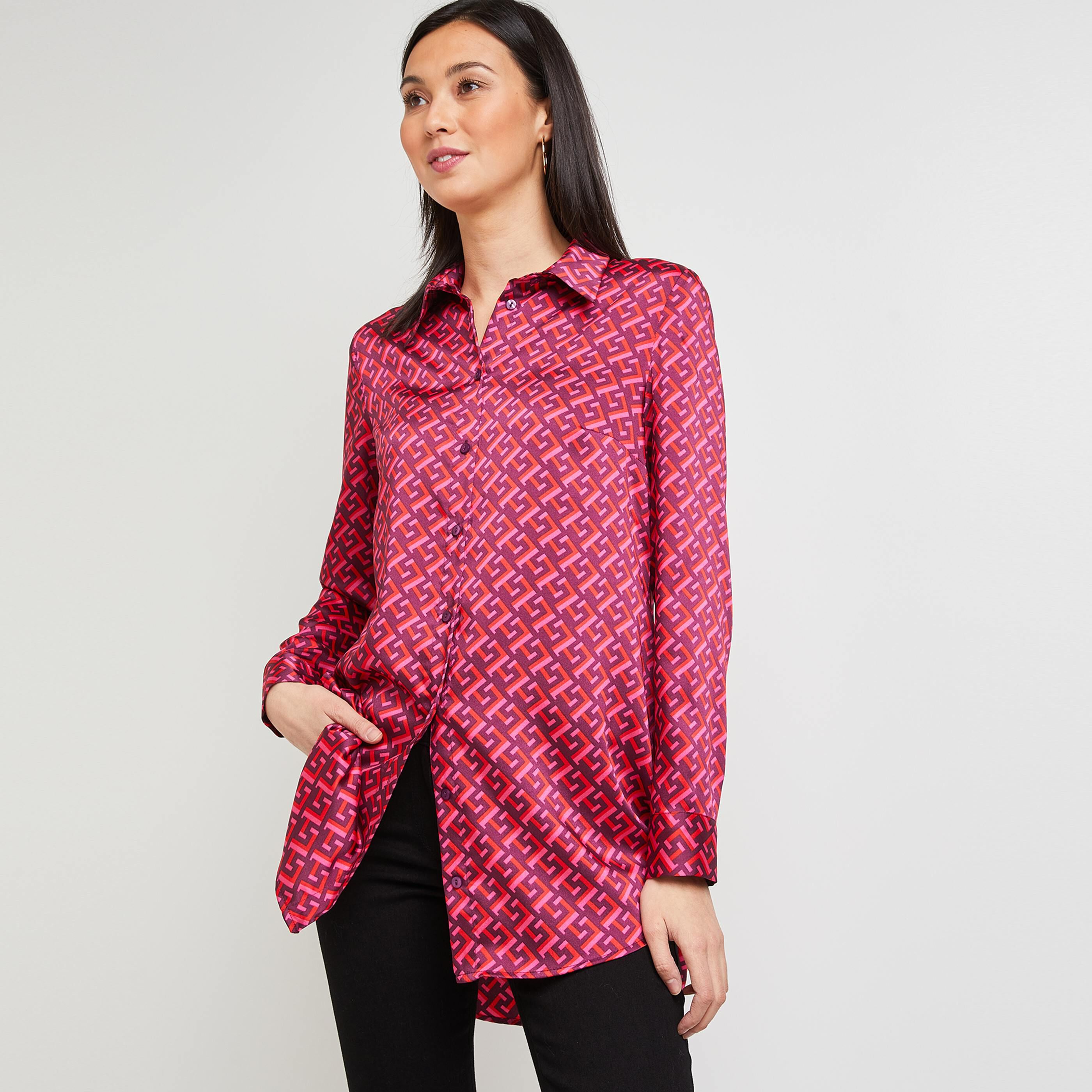 Chemise imprimée rose femme - IMPRIME