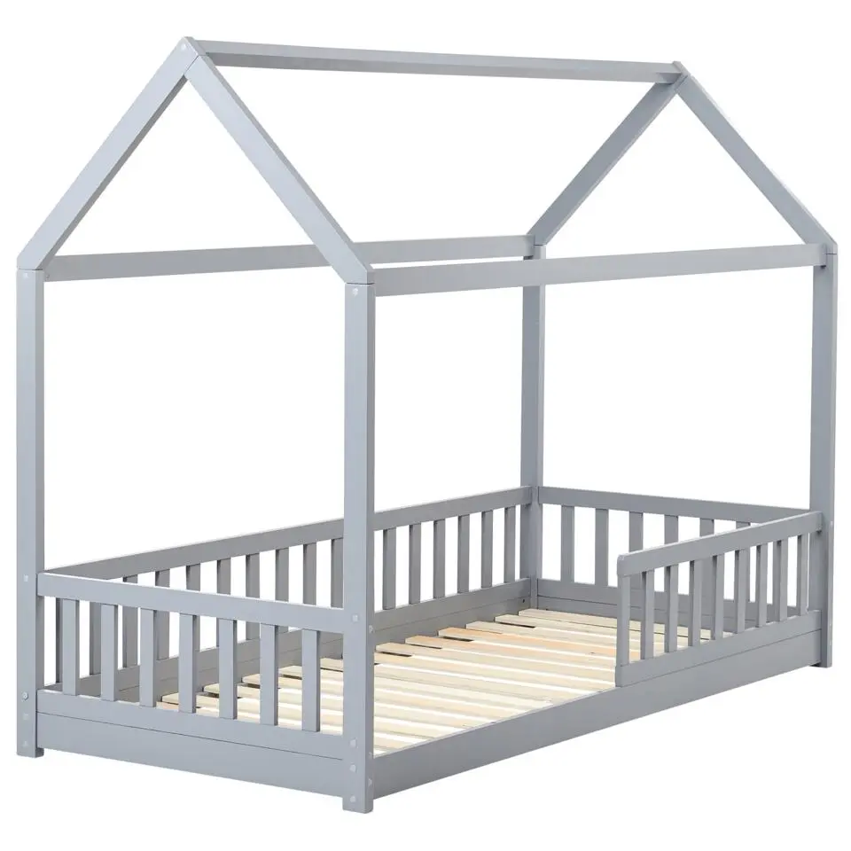 COSSAYE - Kinderbed - Grijs - 90 x 200 cm - Grenenhout