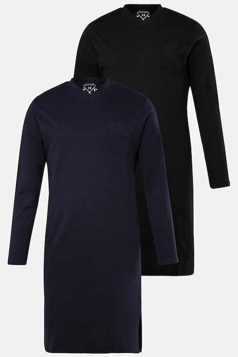 Nachthemd, Homewear, Doppelpack, uni, Langarm, bis Gr 8XL