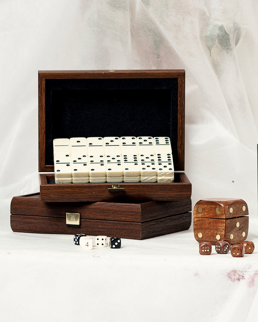 Manopoulos Wooden Domino Case Dark Brown