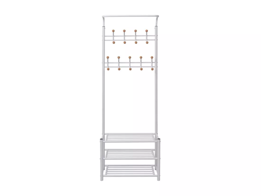 Porte-manteau avec rangement de chaussures 68x32x182,5cm Blanc