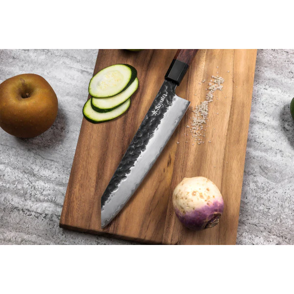 Couteau Sayuto Sequoia San Mai modèle chef 21cm brute de forge Sayuto