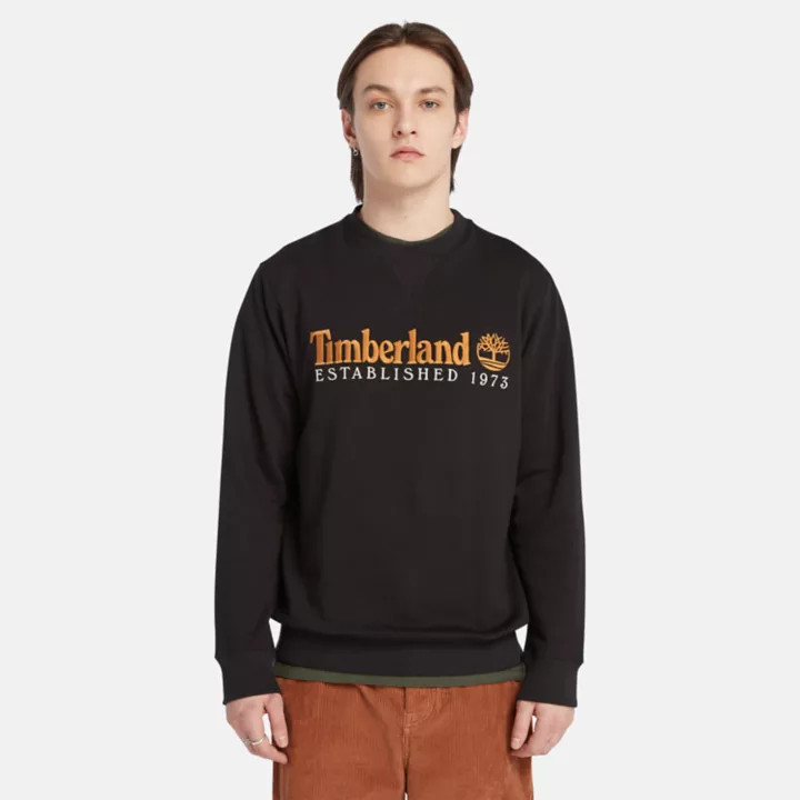 Sweat-shirt à col rond avec logo Est. 1973 pour homme en noir
